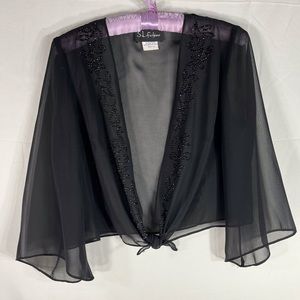 Vintage sheer black beaded shrug size 12